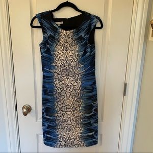 LONDON TIMES BLUE PRINT DRESS 6P